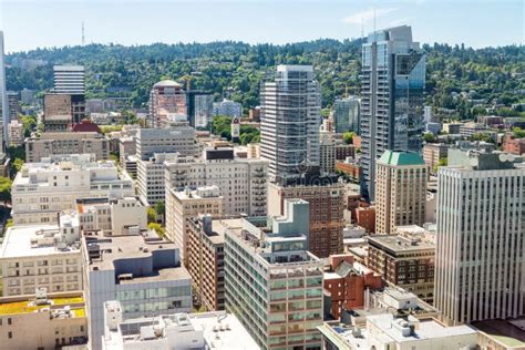 Aerial View Of Portland Skyline Oregon Stock Photo Image Of Tourism