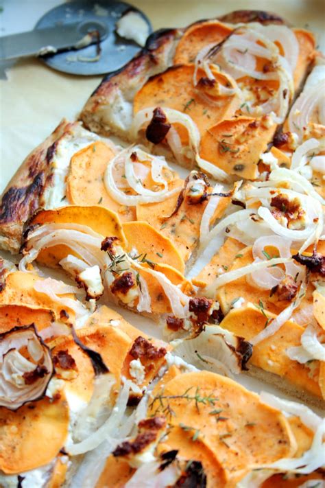 Healthy Happy Soul Sweet Potato Flatbread With Onions And Thyme