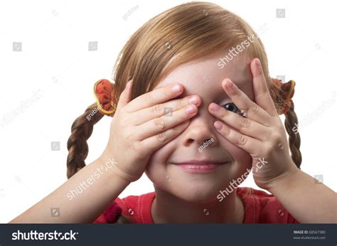 Little Girl Peeping Through Hand One Stock Photo 68567380 Shutterstock