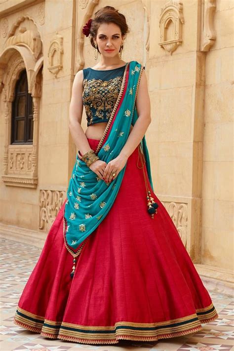 Lehegha Choli By Voovilla Navy Blue And Red Voovilla 1556005