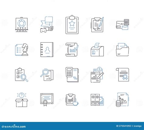 Financial Documents Line Icons Collection Receipts Invoices