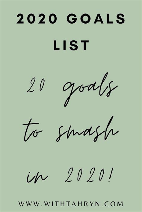 20 Goals For 2020 Goals For 2020 20 Goals For 2020 Goals