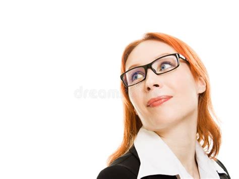 Attractive Red Haired Business Woman In Glasses Stock Image Image Of Businessperson Haired