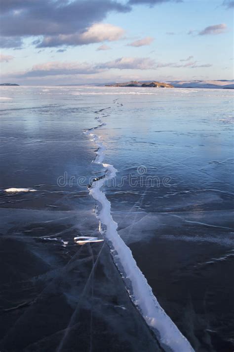 Crack In Ice Of Lake Baikal Winter Landscape Stock Photo Image Of