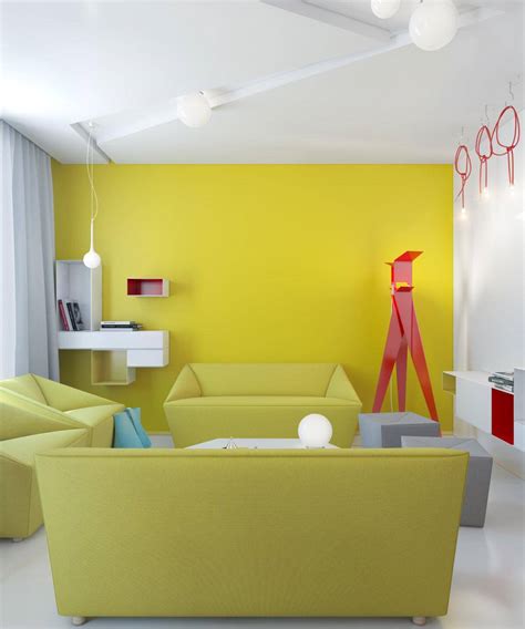 Ruang tamu modern kontemporer yang intensif. Kuning Cerah Untuk Ruang Tamu Yang Segar - PT Dua Dua ...