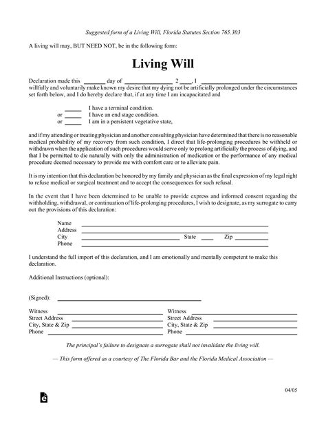 Living Will Template Alabama Living Will Forms Free Printable
