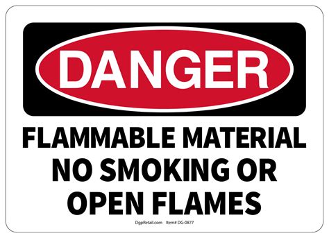 Osha Danger Safety Sign Flammable Material No Smoking Or Open Flames