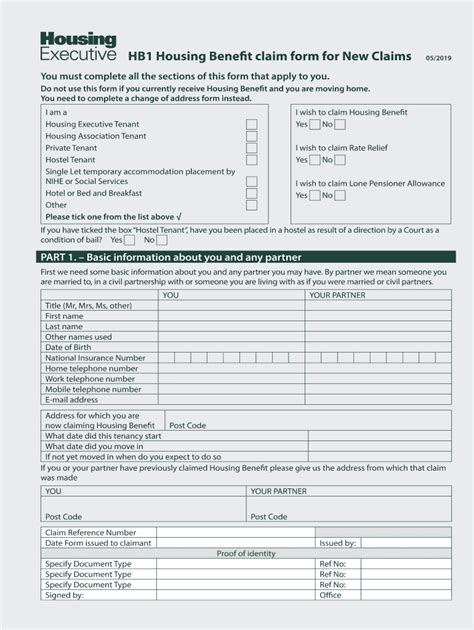 Housing Benefit Form Fill Online Printable Fillable Blank Pdffiller