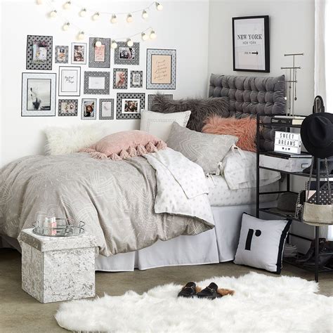 College bedroom exquisite on and small space tips dorm room design 27. Grey Chloe Medallion Duvet Cover and Sham Set | Girls dorm ...
