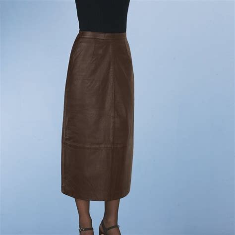 Lambskin Leather Skirt 32 Inch Brown Leather Skirt Lambskin
