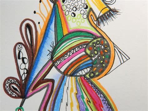 Original Color Pen And Ink Drawing Abstract By Donnamthomestudio