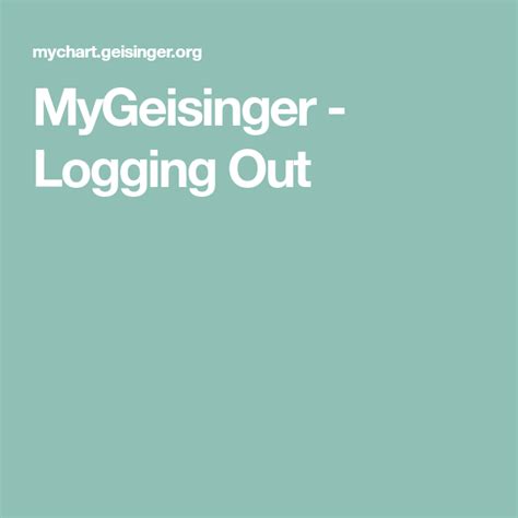 Mygeisinger Logging Out Login Page Logout Login