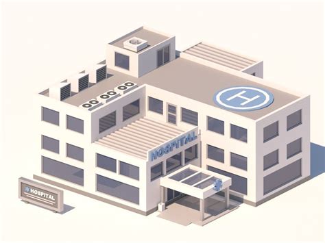 3D model Cartoon Low Poly Hospital Building | CGTrader