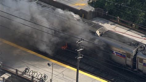 Video Septa Train Catches Fire At Glenside Pa Station 6abc