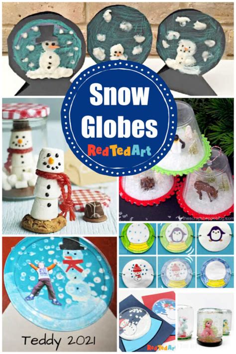 Diy Snow Globe Crafts For Kids Red Ted Art Easy Winter Crafts