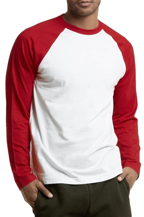 Mens Long Sleeve Baseball T Shirt Jersey Raglan Two Tone Active Tee
