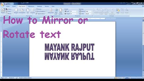 How To Rotate Text Or Mirror Text Or Flip Text In Ms Word 2007 Youtube