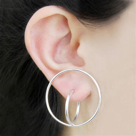 Small Circular Double Sterling Silver Hoop Earrings By Otis Jaxon