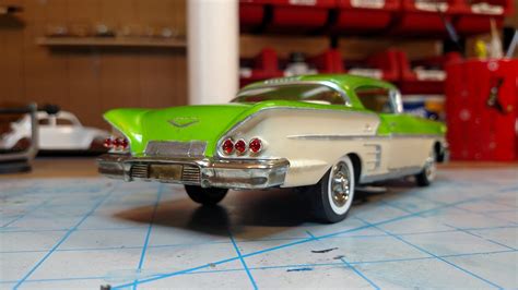 1958 Chevy Impala Molded In Gold Plastic Model Car Kit 125 Scale