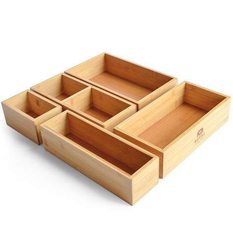 Royal Craft Wood Bamboo Drawer Organizer Storage Boxbin Set 5 Piece