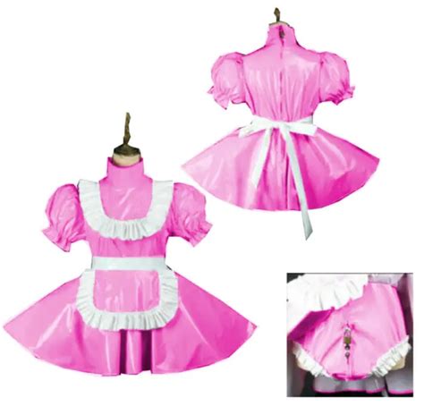 french maid sissy sexy girl pink pvc lockable dress cosplay costume tailor made 35 00 picclick