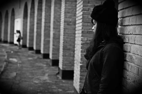 Girl Alone Help Me Black And White Free Image Download