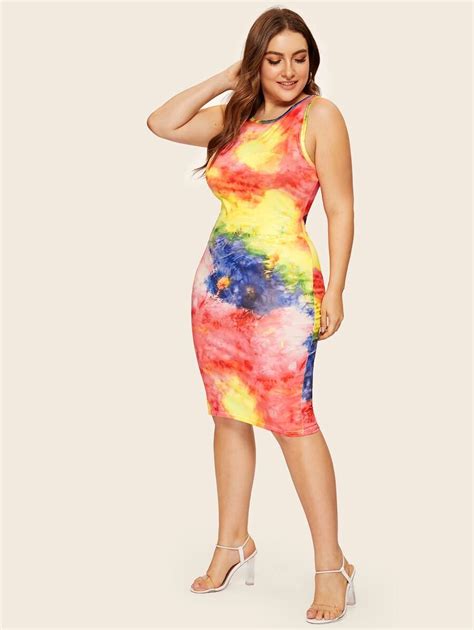 Designed for sizes 16 to 24. Plus Tie Dye Tank Dress | SHEIN USA | Curvy dress, Plus ...