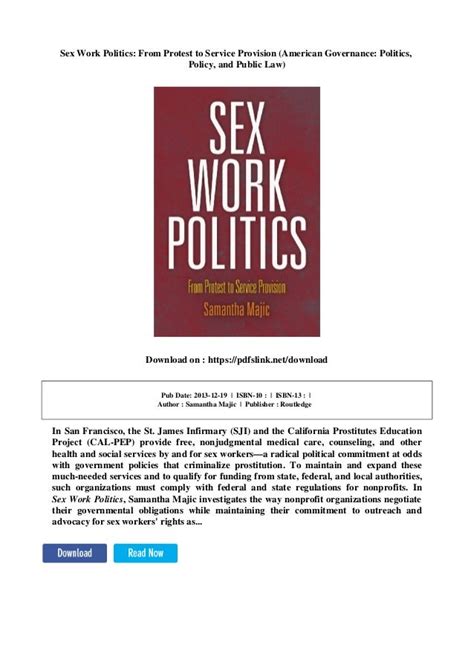 Sex Work Politics From Protest To Service Provision American Govern