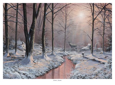 Winter Stream Snow Scene By English Landscape Artist Craig