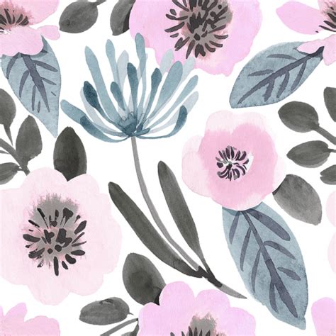 Summer Blooms Soft Wallpaper Mint Art Co