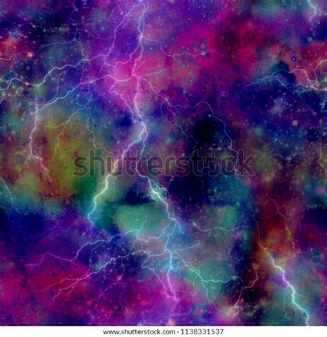 Lightning Galaxy Print Stock Illustration 1138331537