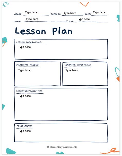 Lesson Plan Template Editable