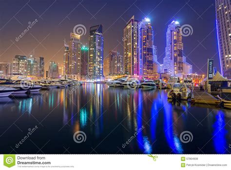 Skyscrapers Of Dubai Marina At Night Uae Editorial Stock Image Image