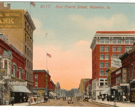 Vintage Postcard Waterloo Iowa East Fourth Street Business Etsy