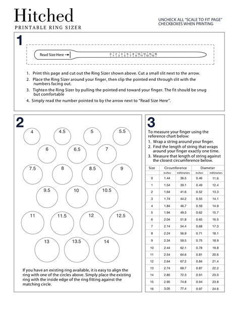 Ring Sizing Guide Printable