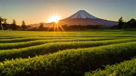 Mountain Fuji Green Tea Plantation Near Mount Fuji Shizuoka