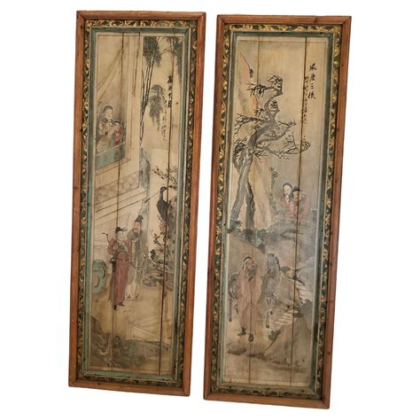 Pair Of Antique Th Century Tromp L Oeil Painted Panels For Sale At