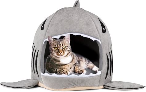 Cat Cave Bed Shark Pet House With Removable Cushion Mat
