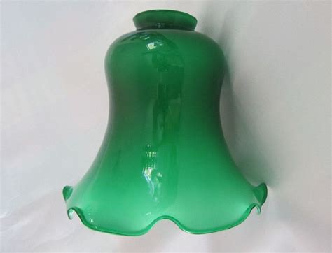 Tulip Lamp Shade Green Cased Glass Hand Blown Fluted Rim Etsy Tulip