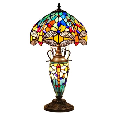 Stunning Tiffany Stained Glass Dragonfly Lamp