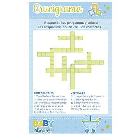 ¡veamos cuál de tus invitadxs puede encontrar todas las palabras relacionadas a bebés en el menor tiempo posible! Juego Baby Shower Niño Crucigrama 21.5x13.2cm - Azul a ...