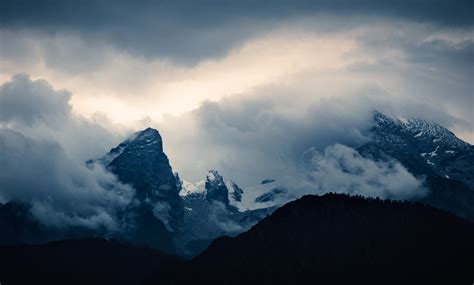 Mountains Covered With Clouds Watzmann Hd Wallpaper Wallpaper Flare
