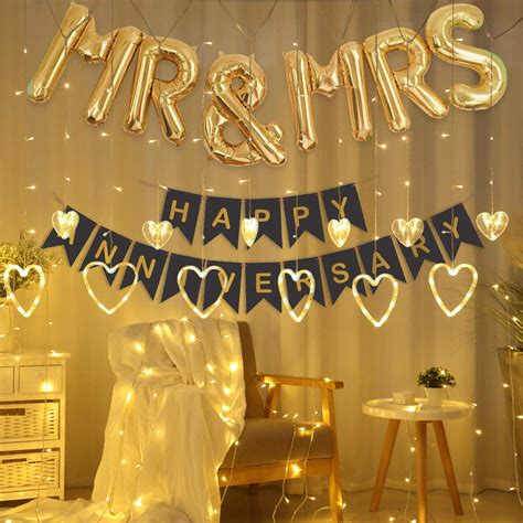 Anniversary Decorations For Home Kit With Mr And Mrs Foil Balloon Happy