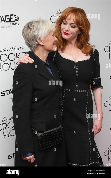 Actresses Glenn Close Left And Christina Hendricks Attend The Premiere Of Crooked House At