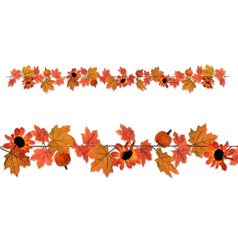 Club Pack Of 12 Orange And Yellow Autumn Harvest Leaf Garland Party