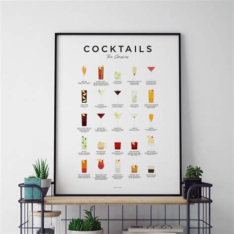 Classic Cocktails Print Cocktails Poster Cocktails Art Etsy