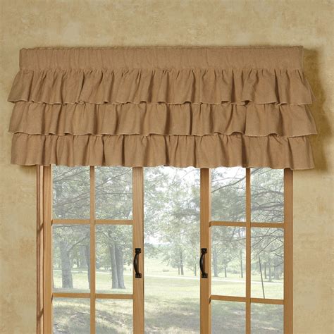 Burlap Ruffled Curtains French Country Curtains Cottage Burlap