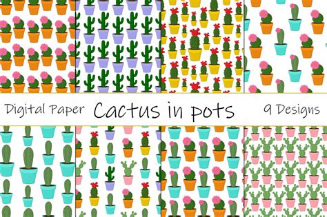 Cactus Patterns Vector Digital Paper Graphic By Shishkovaiv · Creative