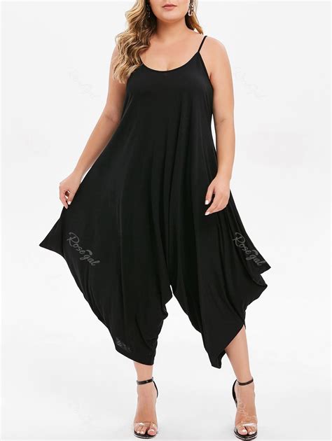 54 Off Plus Size Cropped Baggy Jumpsuit Rosegal