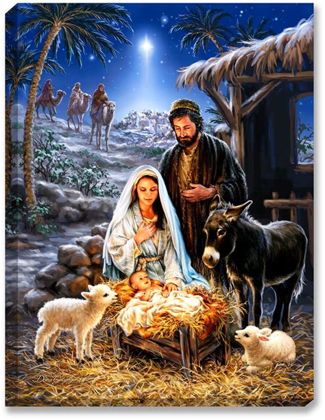 A Savior Is Born 18x24 Light Up Print Christmas Nativity Scene